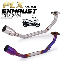 For HONDA PCX125 PCX150 PCX160 PCX 125 150 160 2017-2024 Motorcycle Exhaust System Modified Stainless Front Link Pipe 51mm Line