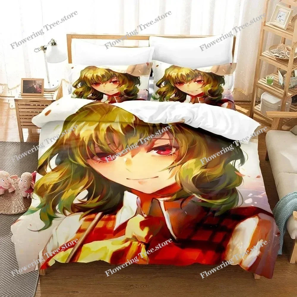 

3D Print Anime Kawaii Girls Yuuka Kazami Bedding Set Single Twin Full Queen King Size Bed Set Adult Kid Bedroom Duvetcover Sets