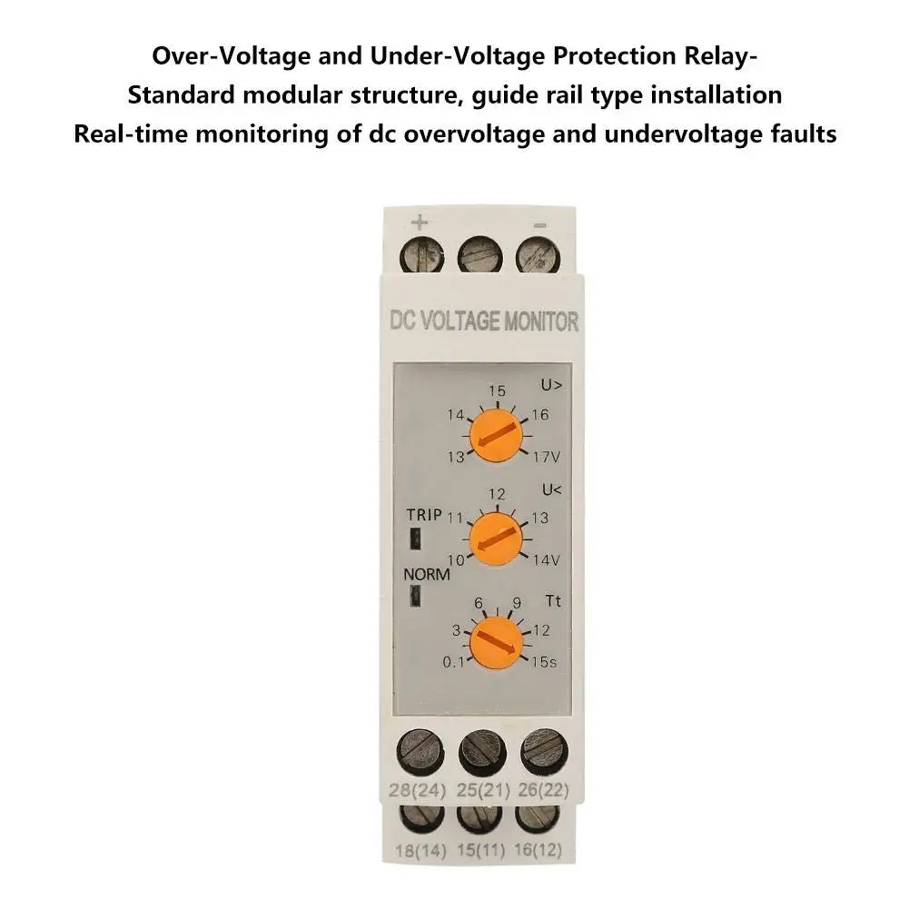 Dual Display Adjustable Over-and Undervoltage Relay Protector DC12V24V36V48V Overvoltage And Overcurrent Protection DIN Rail