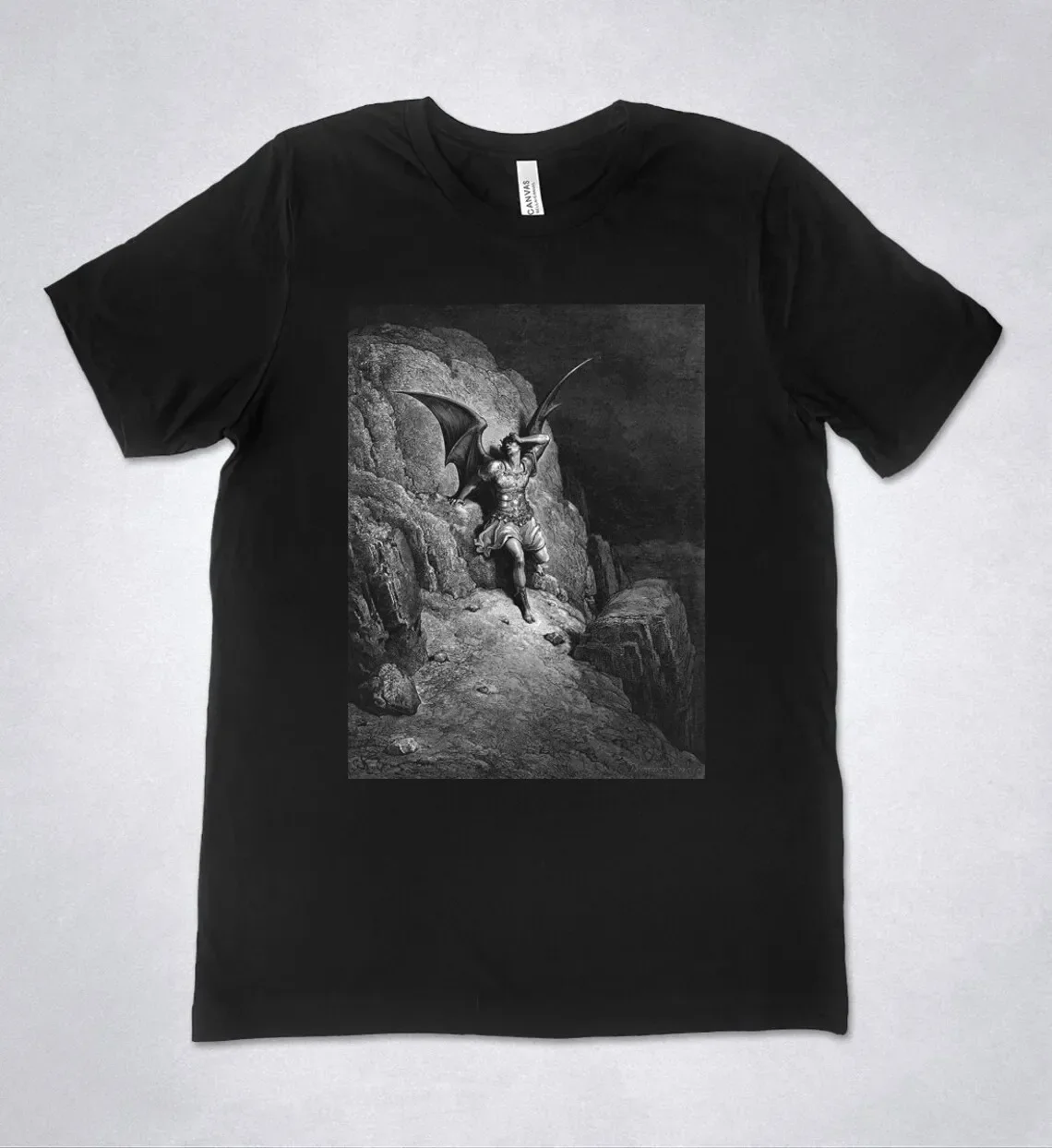 GUSTAVE DORE T-shirt Gustave Dore Illustration John Milton Paradise Lost Engraving Lucifer Fallen Angel Satan