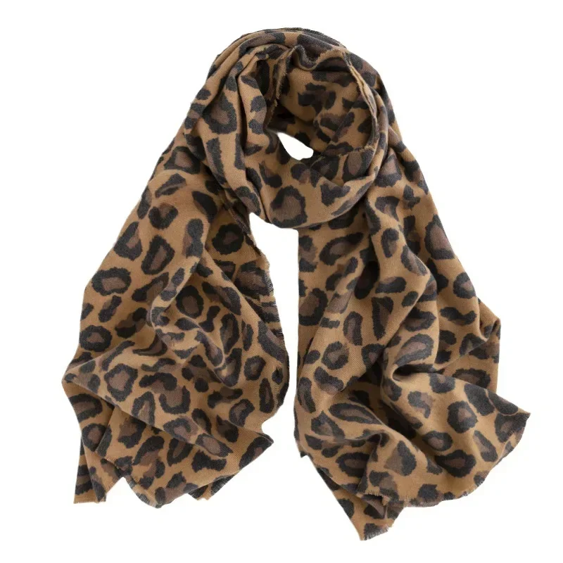 2024 New Soft and Warm Scarf for Women Retro Leopard Print Imitation Cashmere Tassel Scarves Shawl Clothing Accessories Gift