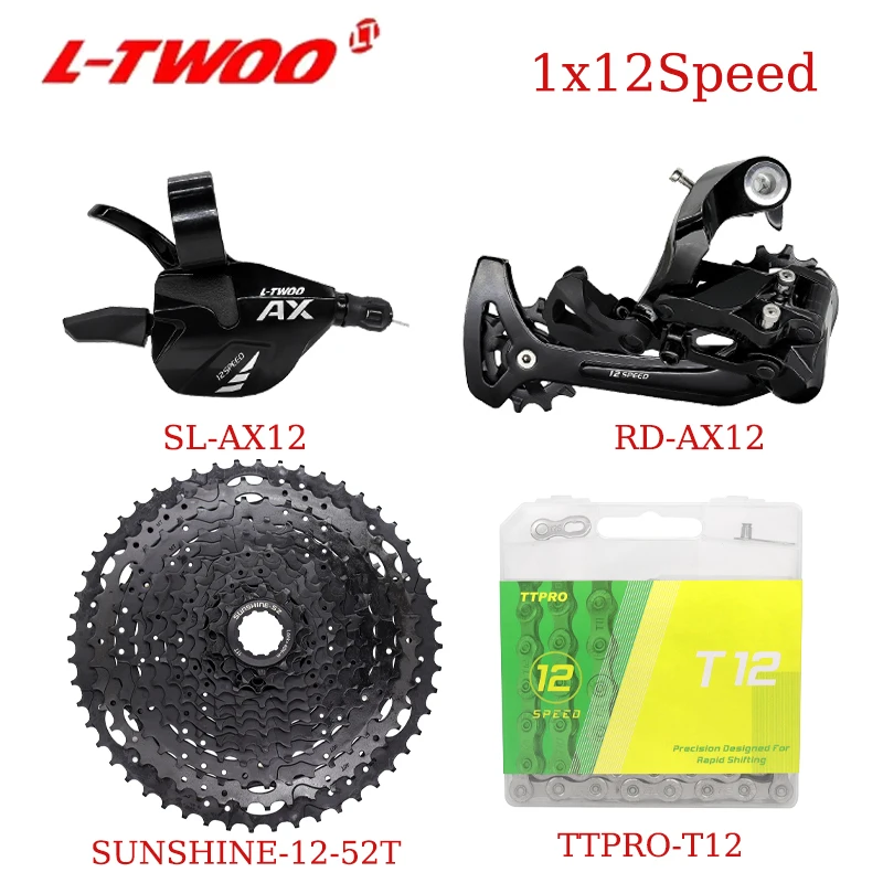 LTWOO AX12 1X12 Speed Transmission Kit SUNSHINE Flywheel 11-46/50/52T Silver+Black TTPRO-T12V Box Sprocket Suitable For SHIMANO