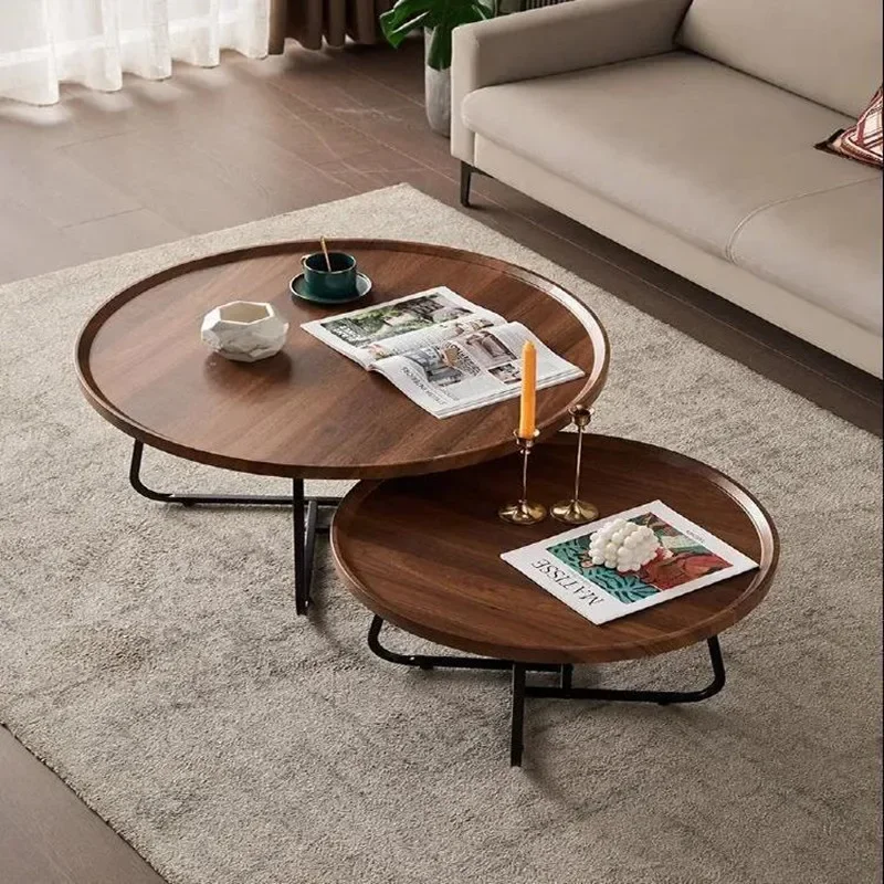 Nordic Light luxury multifunctional coffee table modern simple living room home small round combination coffee table