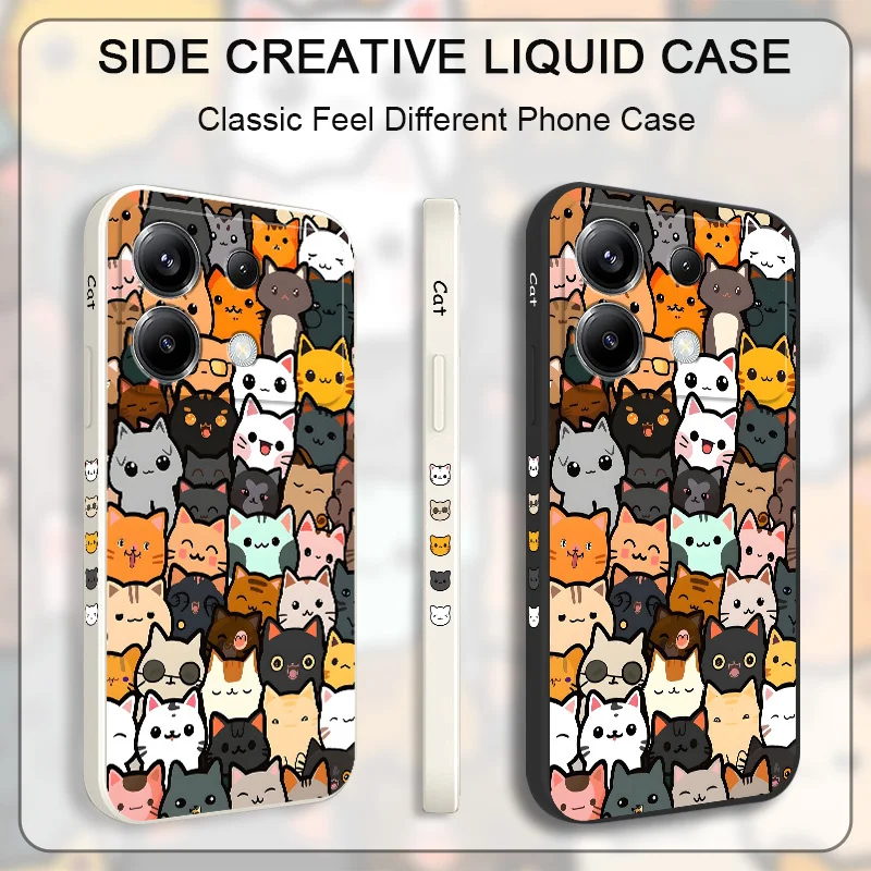 

Cute Cat Drawing Phone Case For Xiaomi Poco F7 X7 X6 F6 M6 M5 M5S F5 X5 F4 X4 M4 F3 M3 X3 Pro GT Silicone Cover