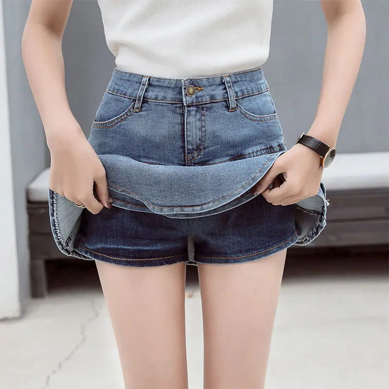 Ruffle Pleated Shorts Skirts Women 2023 Summer Low Waist A Line Y2K Denim Skirt Mini Short Jeans Skirts Outdoor Sex Skirt Woman — zdjęcie 5