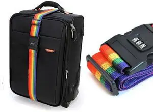 1.7m baggage Belt Travel Rainbow Adjustable Luggage Suitcase Strap with Coded Lock Secure Lock Safe Belt Strap