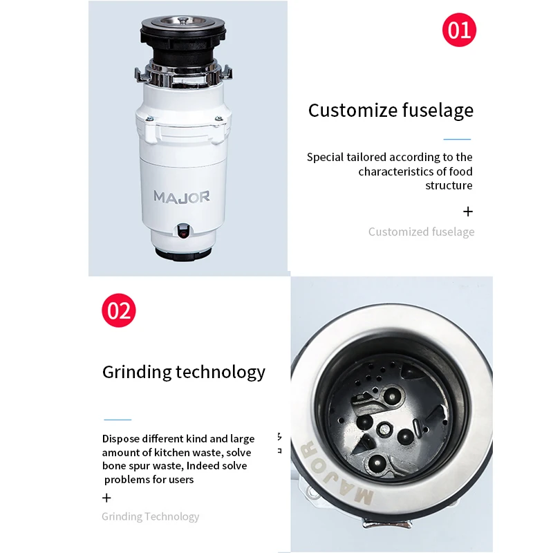 Factory Direct Sales Smart Garbage Disposal Kitchen Food Waste Shredder Household Sink Durable Kitchen Waste Processor