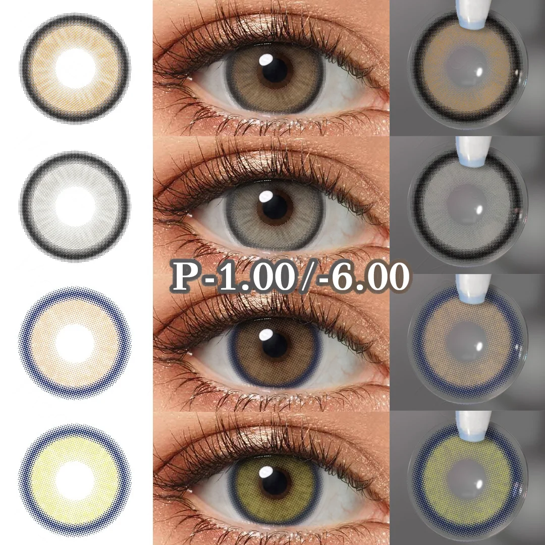 （0~-6.0）Colored Contact Lenses with Prescription Myopia Beauty Health Contacts Natural Color Lens Eye with degree