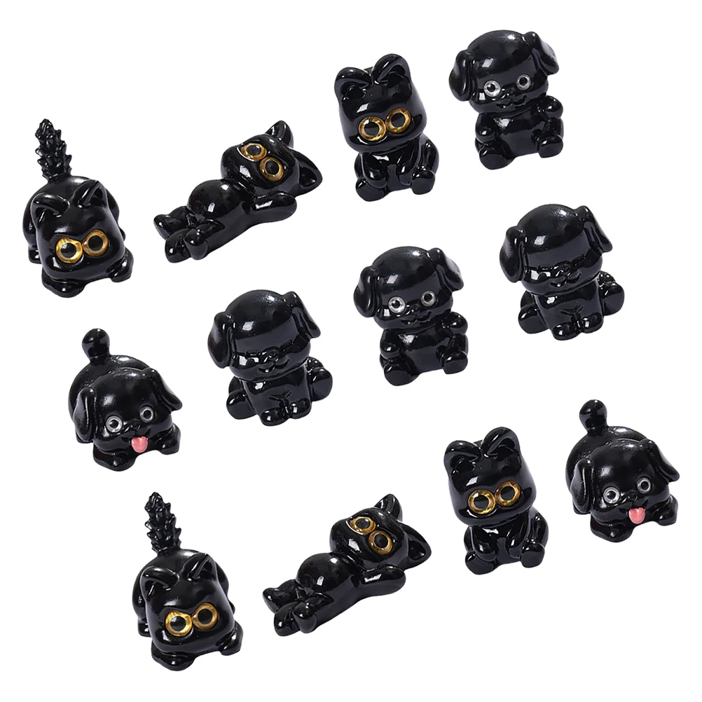 

12pcs Mini Animal Figurines Dogs Resin Statues Garden Decor Lawn Tabletop Landscape Models Realistic Detailing