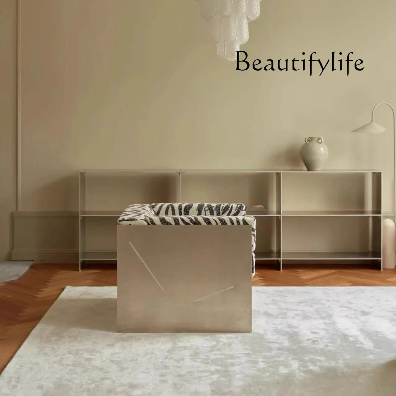 Nordic light luxury metal sofa chair designer bed and breakfast living room hotel home sofa stool rest leisure chair - view 3