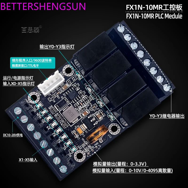 PLC FX1N-10MR Rail Relay Module Delay Module Industrial Control Board Programmable Controller