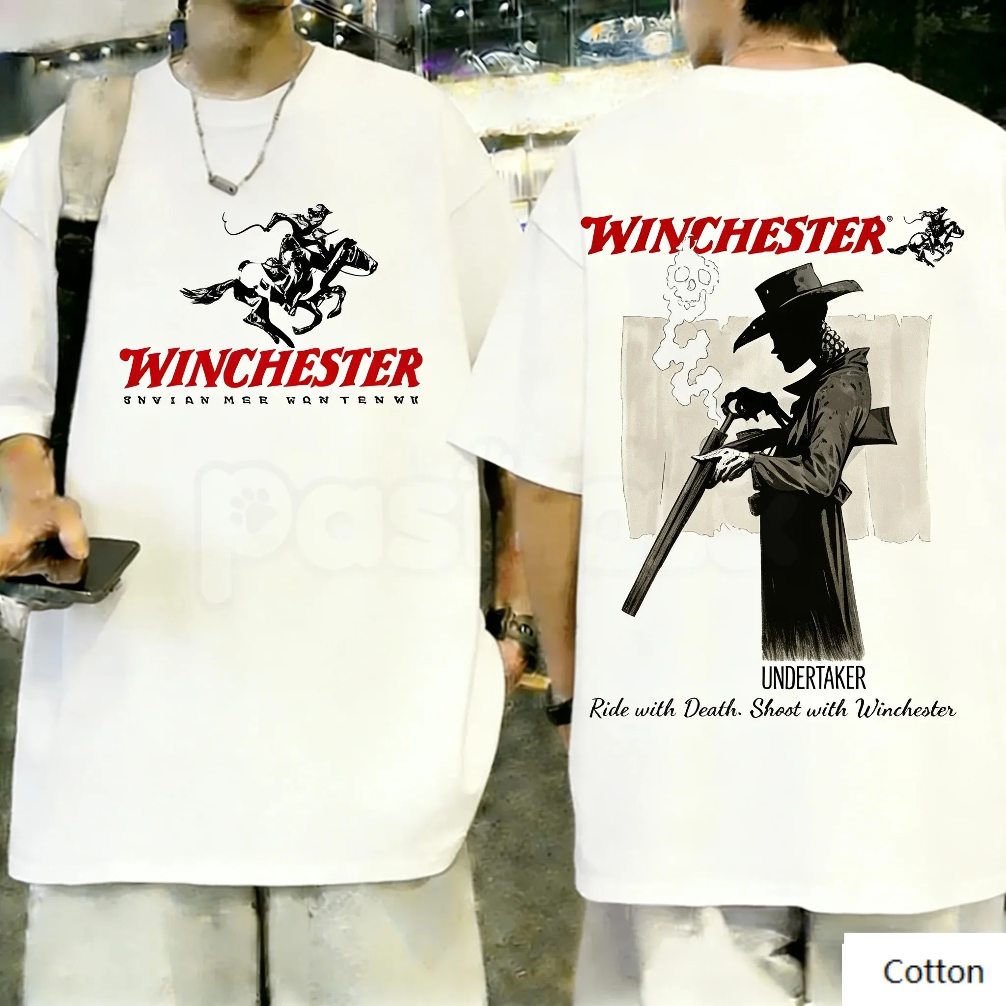Camiseta Gráfica Retro Winchester Undertaker 2026, Algodón Unisex, Estilo Vaquero Clásico Americano, Prenda Casual Resistente para Uso Diario