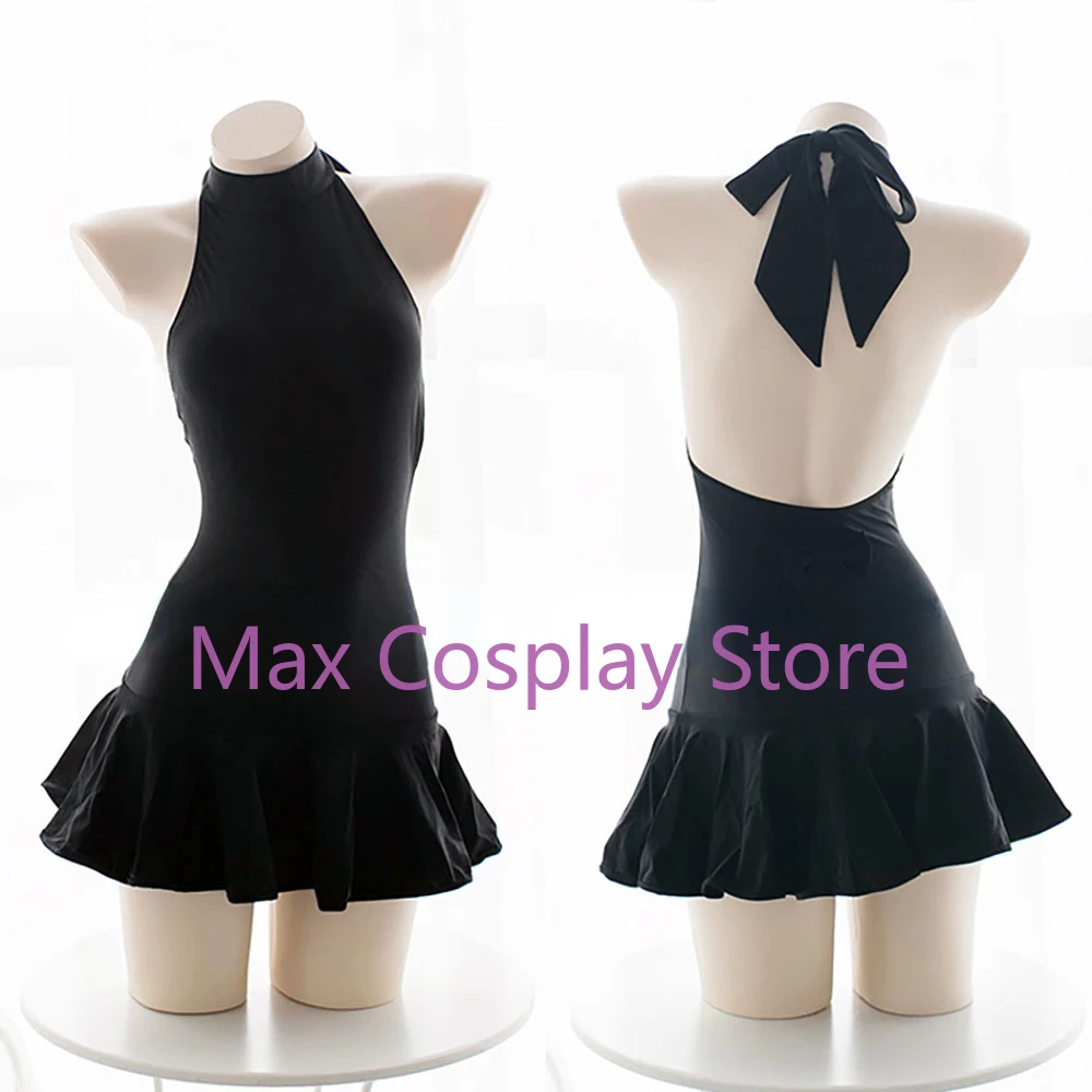 Max Japanese Cos Saber Swimsuit Cosplay Sukumizu Black Swimwear Sexy Tights Bodysuit Halloween Carnival Party