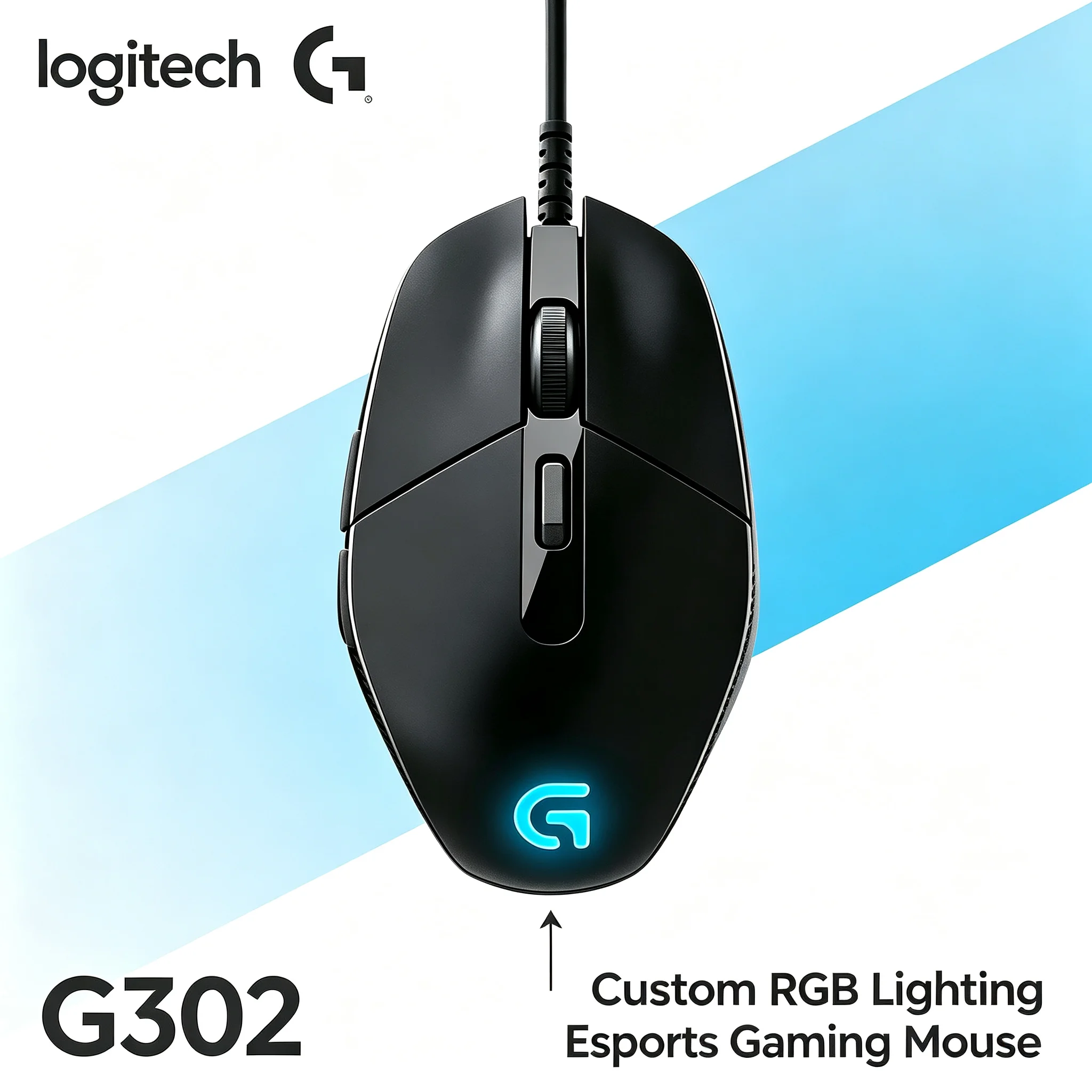 Logitech G302 Gaming Mouse Wired G‑Hub Software Supported 6 Macro Keys for CS2 Valorant Apex Legends MOBA FPS Gaming Laptop