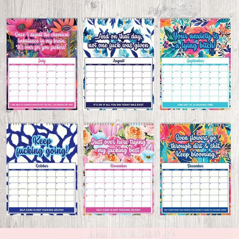 Inspirational Flower Calendar, Mesa, Inspirational, Saúde Mental, 2024, Humor