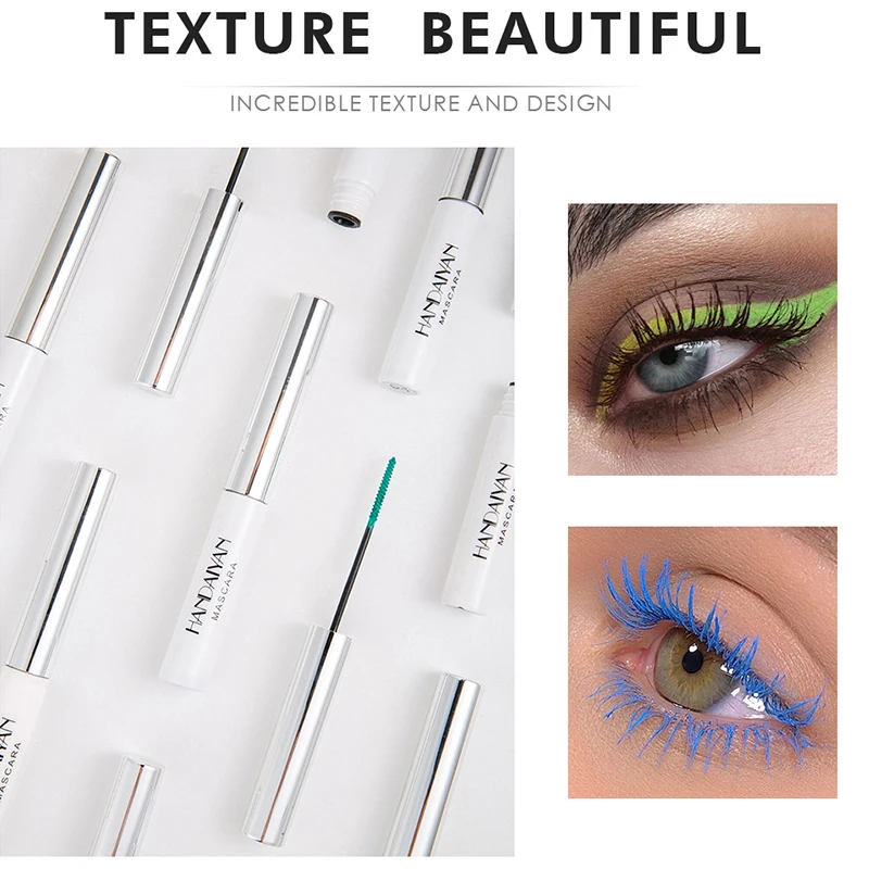 Colored Mascara Eyelashes, Purple Blue Red White Black Colorful Waterproof Mascara Charming Long Lasting Voluminous Mascara Eye