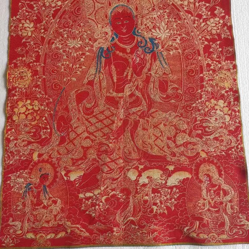 Tantric Thangka, gilded red Tara, embroidered brocade painting, exquisite home decoration, auspicious Thangka