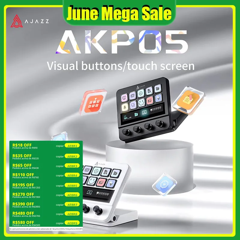Ajazz AKP05 Mechanical Macro Keyboard,Multi-Function Desktop