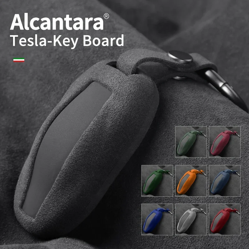 

Alcantara Wrap Car Reomte Key Case Shell Cover For Tesla Model 3 Model Y Model S KeyChains Keyring Auto Accessories