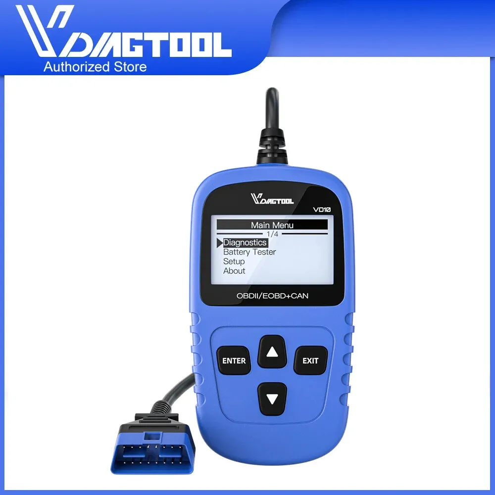VDIAGTOOL VD10 OBD2 Scanner Automotive Scan Tools Read Clear Engine Error Code Oil Reset DTC Lookup Lifetime Free Update