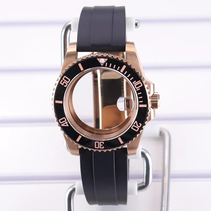 Rose Gold 40mm NH35 NH36 Watch Case Sapphire Glass For NH35 NH36 NH34 NH38 Miyota 8215 Eta 2824 Movement GMT SUB Case 120 clicks