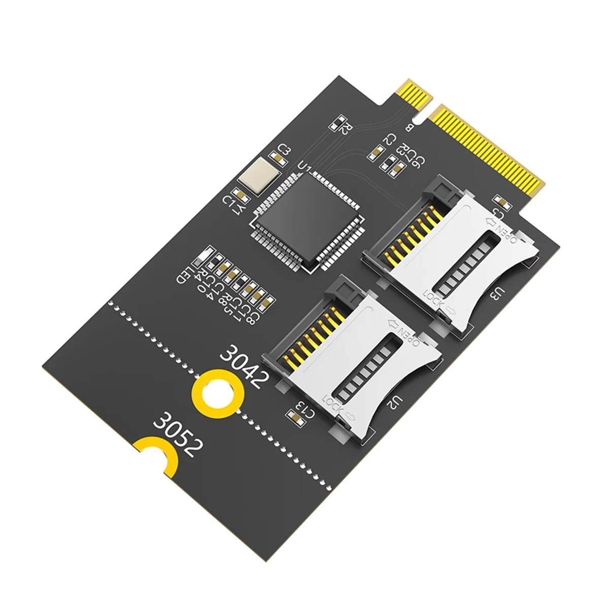 HOT Dual Micro-SD Card, TF Card to NGFF M.2 Key B Reader Adapter Converter (Supports USB Bus, Not SATA Bus)