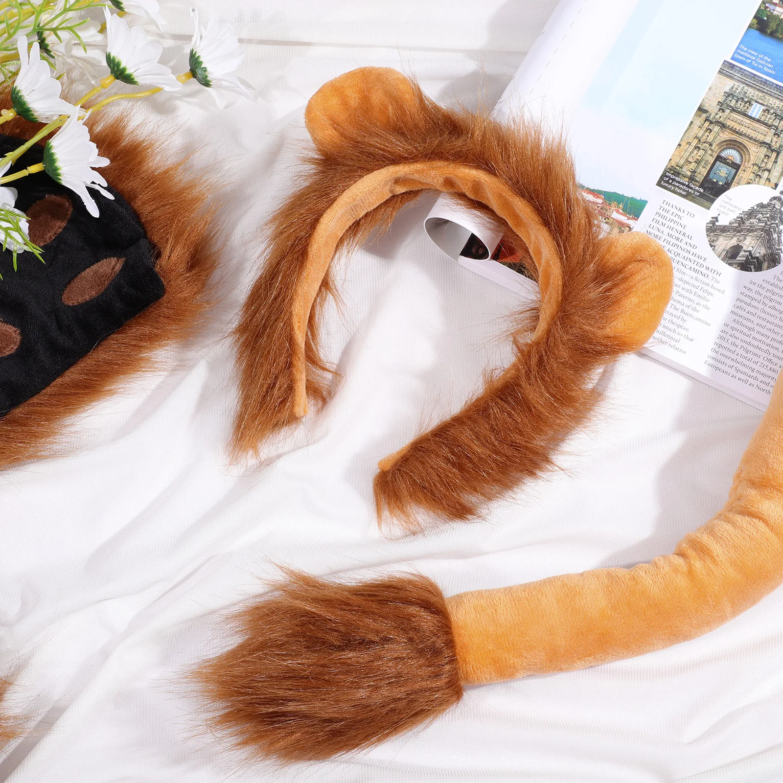 

Набор повязок на голову с изображением льва, комплект для косплея, перчатки без пальцев, хвост, костюм на Хэллоуин, аксессуар для животных для взрослых, костюм на Хэллоуин