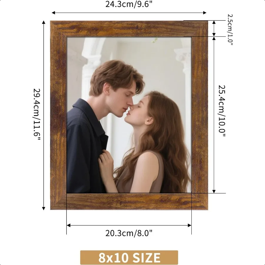 إطار صورة مقاس 8 × 10، إطارات بنية ريفية تناسب شاشة عرض الحائط المطبوعة مقاس 8 × 10 بوصة، 7 عبوات