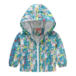 Boys and Girls Wind Cap Coat Assorted Cartoon Pattern Printed Zipper Coat Children Spring Wear