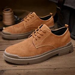 Retro Genuine Leather Men Shoes Casual Non Slip Wear Resistant Suede Leather Shoes Men Breathable Daily Business Shoe Hot Sale