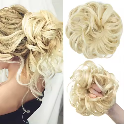 Synthetic Messy Hair Bun Extensions Big Curly Elastic Hair Scrunchies Hairpieces Chignon Donut Updo Hair Pieces for Women - Image 7