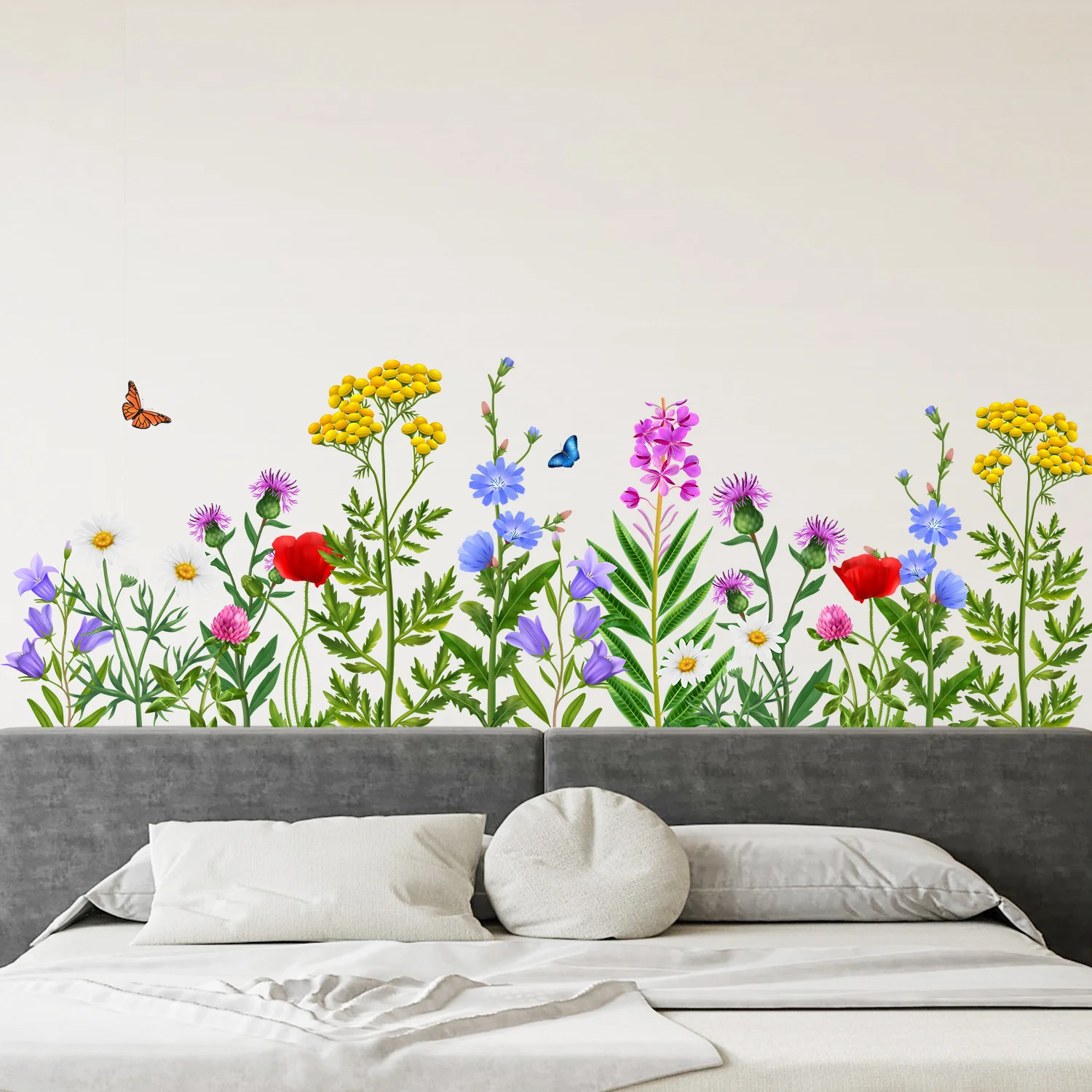 

Garden Wall Sticker For Children Flowers Butterfly PVC Room Decor Stickers Home Decoration Accessories Self-Adhesive Wallpaper