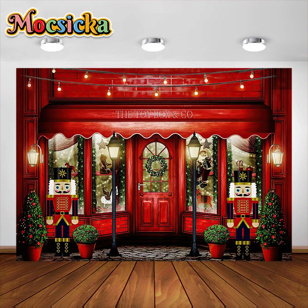 Mocsicka Photography Background Christmas Nutcracker Toy Store Decoration Kids Holiday Photo Backdrops Studio Props Banner