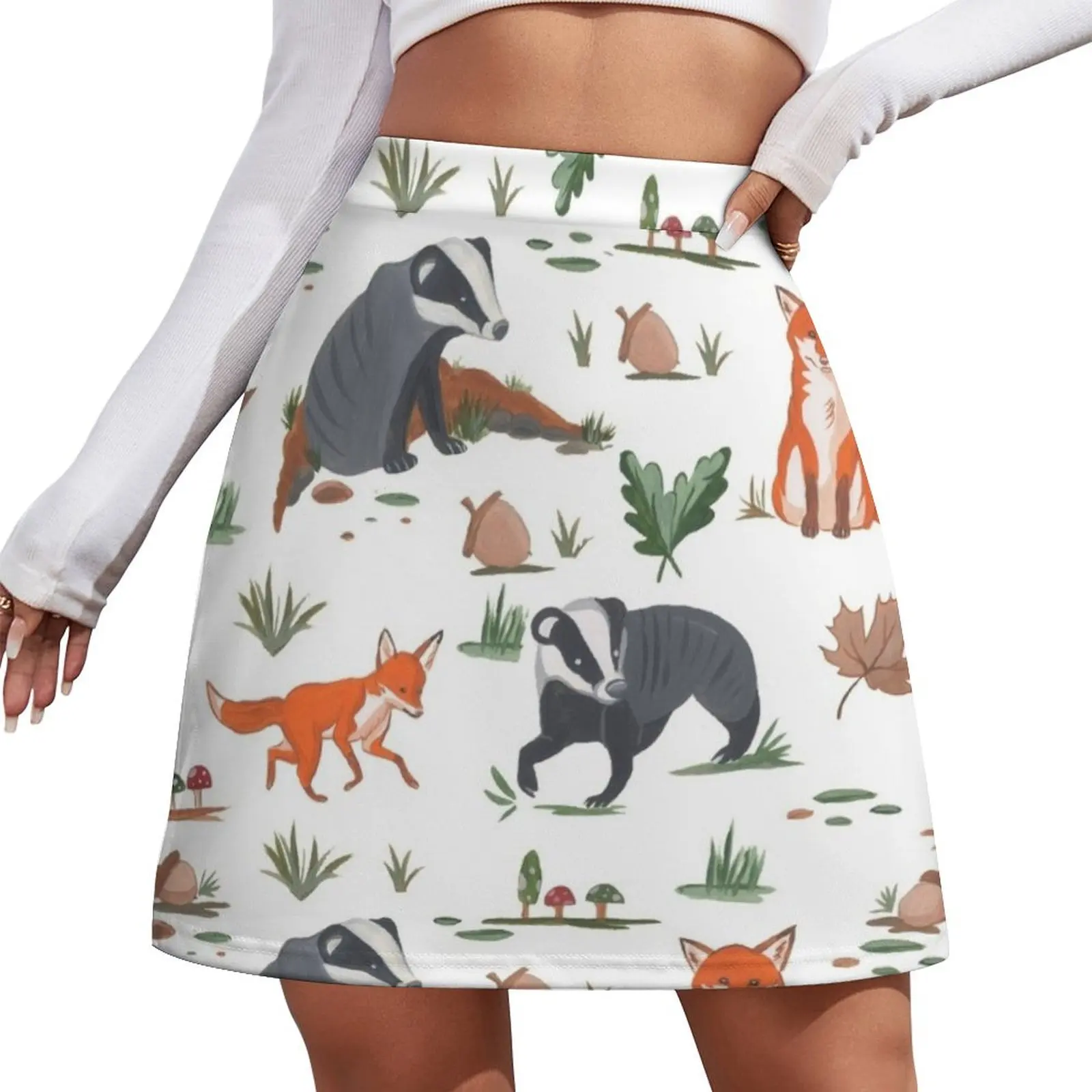

Fox and Badger Pattern Mini Skirt extreme mini dress fashion korean clothing korean summer clothes
