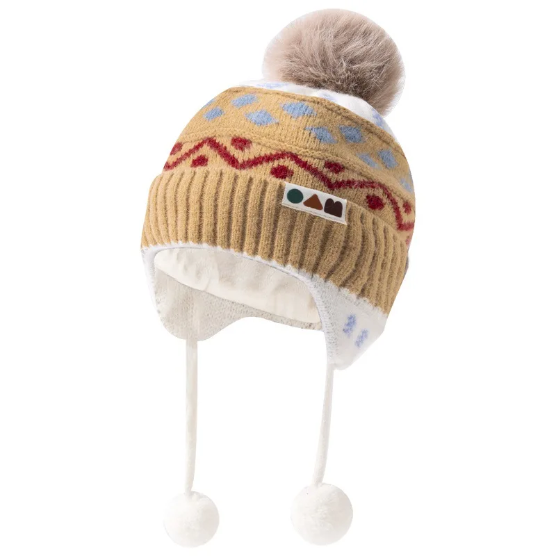 

2025 Baby Kids Hat Scarf Gloves Warm Set for Boys and Girls, 2025 Autumn/Winter Knit Ear Flap Hat Simple Hat Scarf
