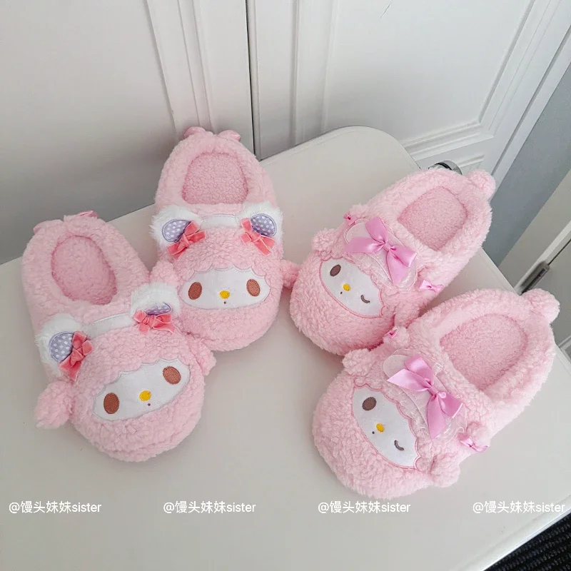 لطيف بلدي الحلو البيانو رقيق النعال المنزل رائعتين أفخم أحذية الملاعب المغطاة دافئ دافئ نوم النعال للفتيات النساء عدم الانزلاق شقة #5