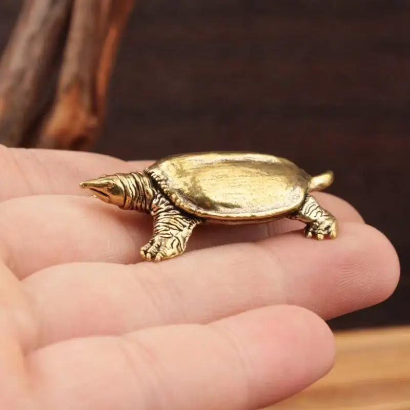Solid Brass Turtle Antique Handle Tea Pet Tea Ceremony Accessories Antique Bronze Ornaments