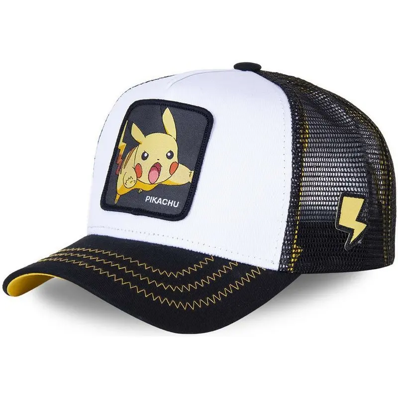 Anime Pokemon Pikachu Cap Summer Travel Peaked Cap Men's Embroidery Hip-Hop Cap Style Sun Visor Adjustable Trucker Mesh Hat