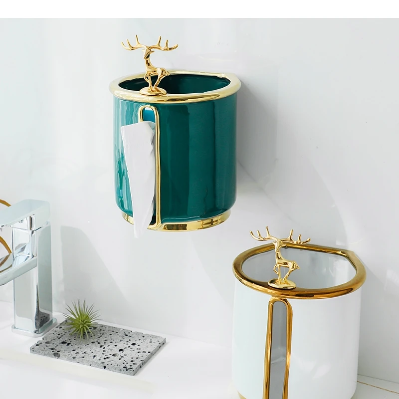 

Ceramic Paper Towel Holder Wall Mounted Napkin Toilet Storage Rack Home Deer Shape Decorative Tissue Bathroom Shelves