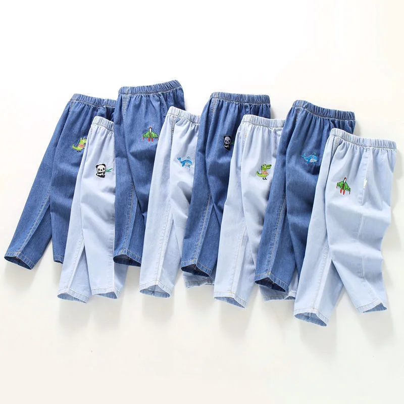 boy clothes boys jeans ripped jeans for kids Mosquito pants denim ultra-thin summer new cotton air-conditioning pants