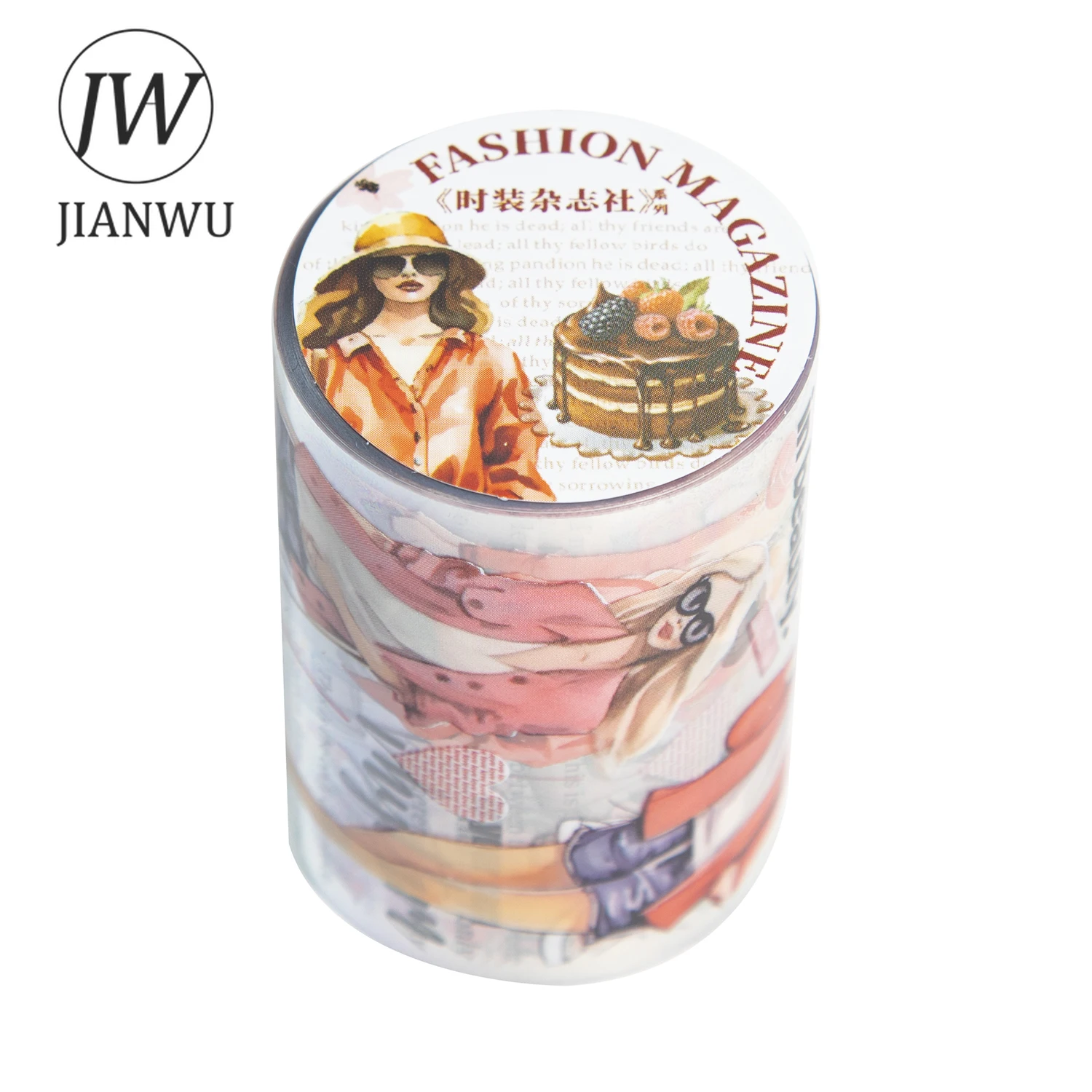 Jianwu 55mm * 200cm Modemagazin Serie Vintage Charakter Material Dekor Haustier Band kreative DIY Journal Collage Briefpapier