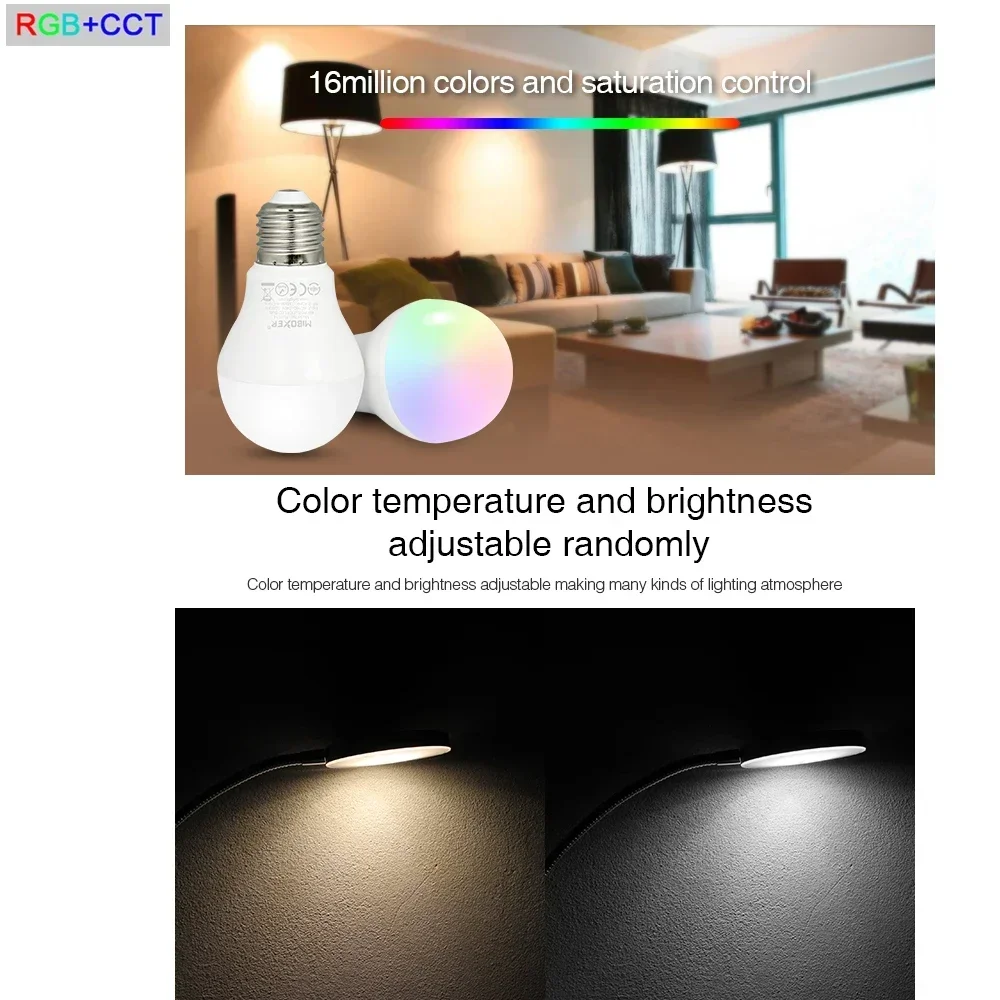 Ampoules LED Blanches pour Éclairage d'Nik, Projecteur Intelligent RGB + CCT, Télécommande 2.4G 110V 220V, FUT014 6W