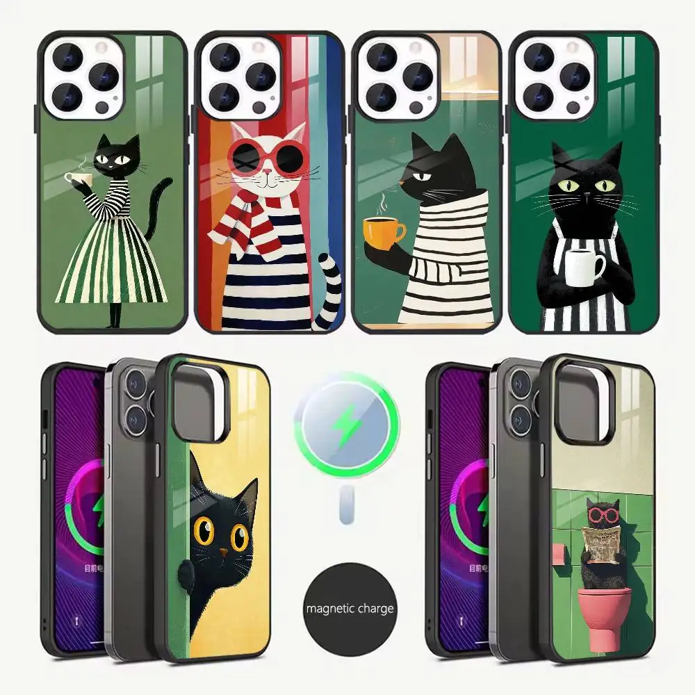 

F-Funny Animal C-Cat Phone Case For iPhone17, 16,15,14,13,12,11,Pro,Max,Plus,SE4,Magnetic Charging