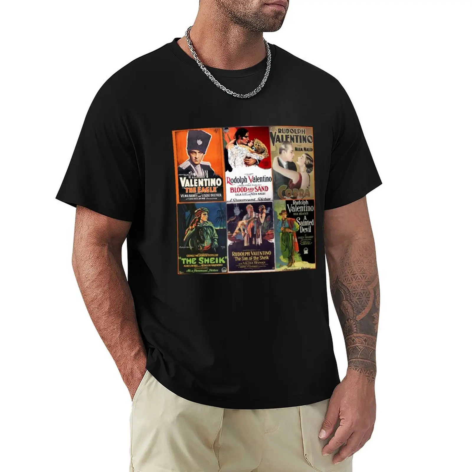 

Rudolph Valentino Movies, 1922-1926 T-Shirt summer top Funny t-shirts customizeds oversized graphic tee mens t shirt graphic