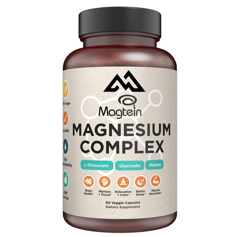 Magnesium complex. Triple chelated magnesium supplement containing L-threonine, glycine, and malic acid. 60 vegetarian capsules