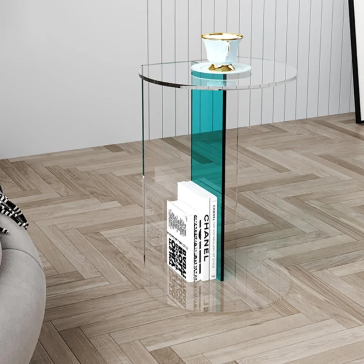 Light luxury acrylic edge, living room corner, designer side, special-shaped small coffee table bay window