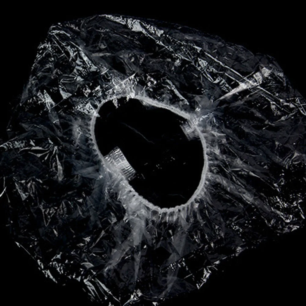 

200pcs Disposable Shower Caps Waterproof Elastic Plastic Bath Caps Transparent PE Caps for Hair Salon Home Use (Low Pressure Bul