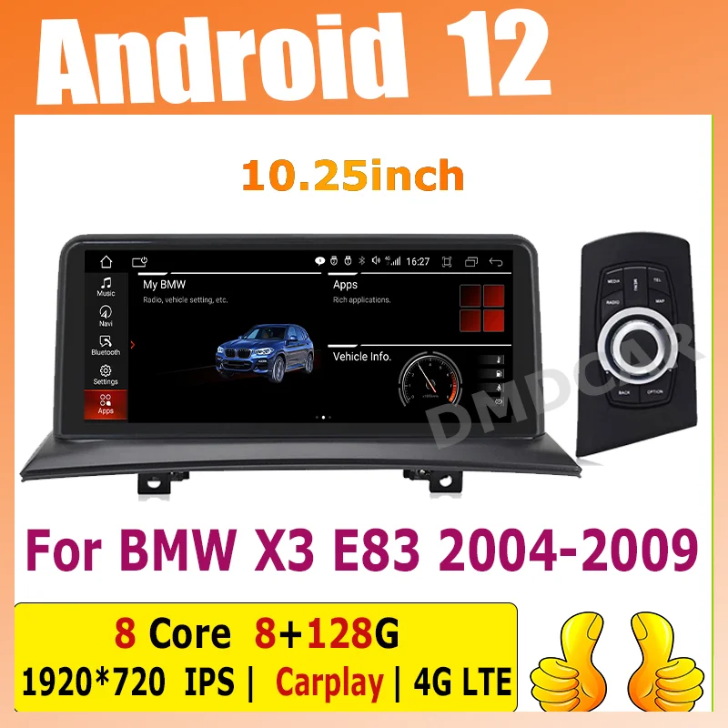 

10.25" Android 8G+128G GPS Navigation HD Screen Radio Stereo Multimedia Player For BMW X3 E83 2004-2009 4G LTE