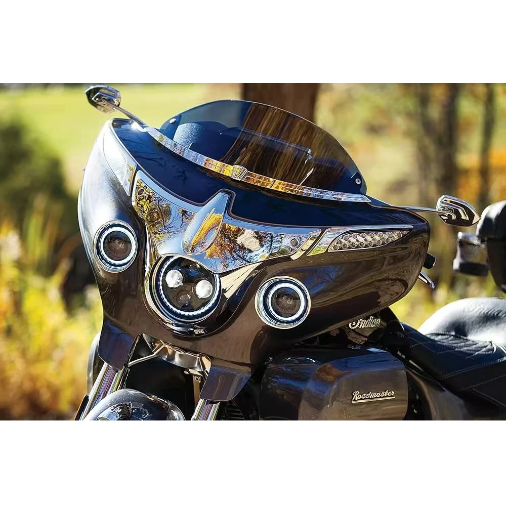 ไฟเลี้ยวหน้ารถมอเตอร์ไซค์ Indian Chieftain Roadmaster ปี 2014-2025 สีดำโครเมียม ทำจากพลาสติก