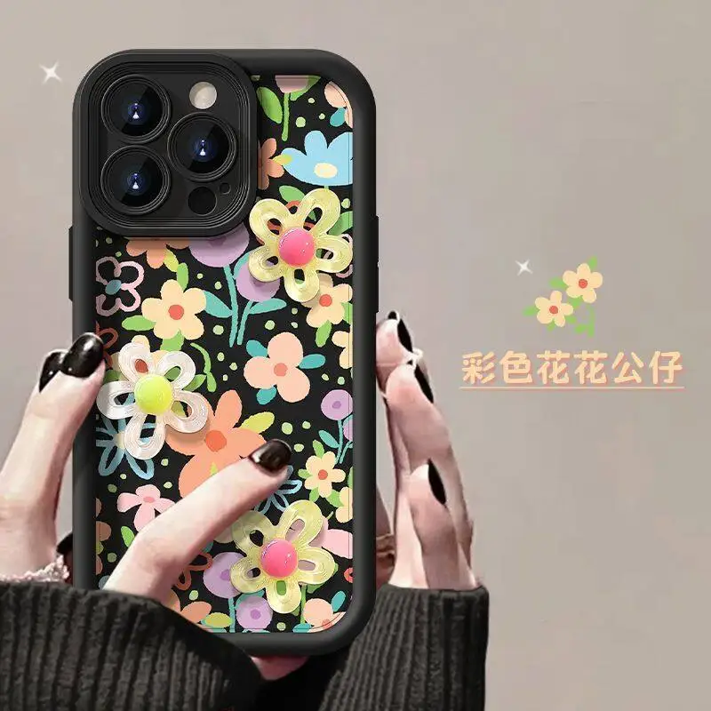 إنز حالة النمط الكوري مع نمط زهرة 3d ، جراب لـ xiaomi poco x3 pro f3 x5 x4 gt f5 f4 m3 m6 pro mi 11 lite 5g ne 12t 14 pro